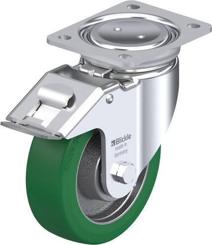 Blickle Lenkrolle LUH-GST 160K-FI mit Feststeller, Rad-Durchmesser: 16 cm, Tragfähigkeit: 600 kg, Farbe: Silber/Grün/Mehrfarbig - Bild 1