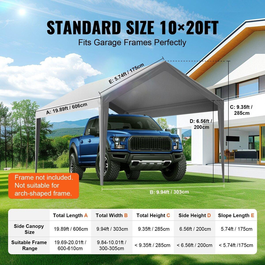 Buying Solutions MB Carport Ersatzdach Garagen-Oberzelt aus PE-Kunststoff-Gewebe, grau, B: 615 cm, T: 304 cm - Bild 9