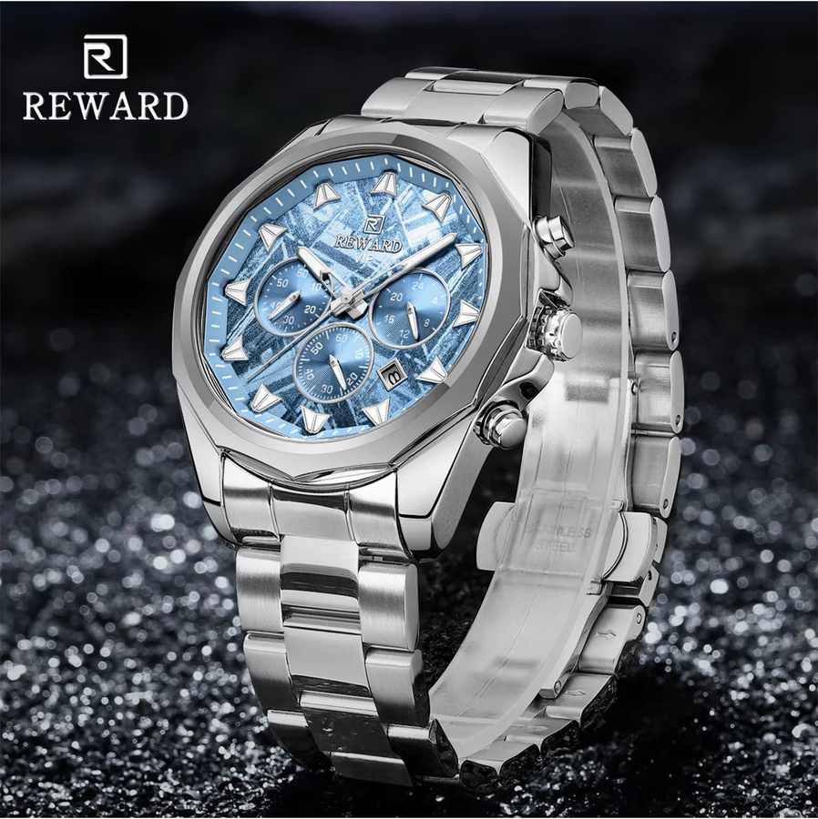 REWARD Chronograph, Quarz, Edelstahl, Blau, Herren - Bild 5
