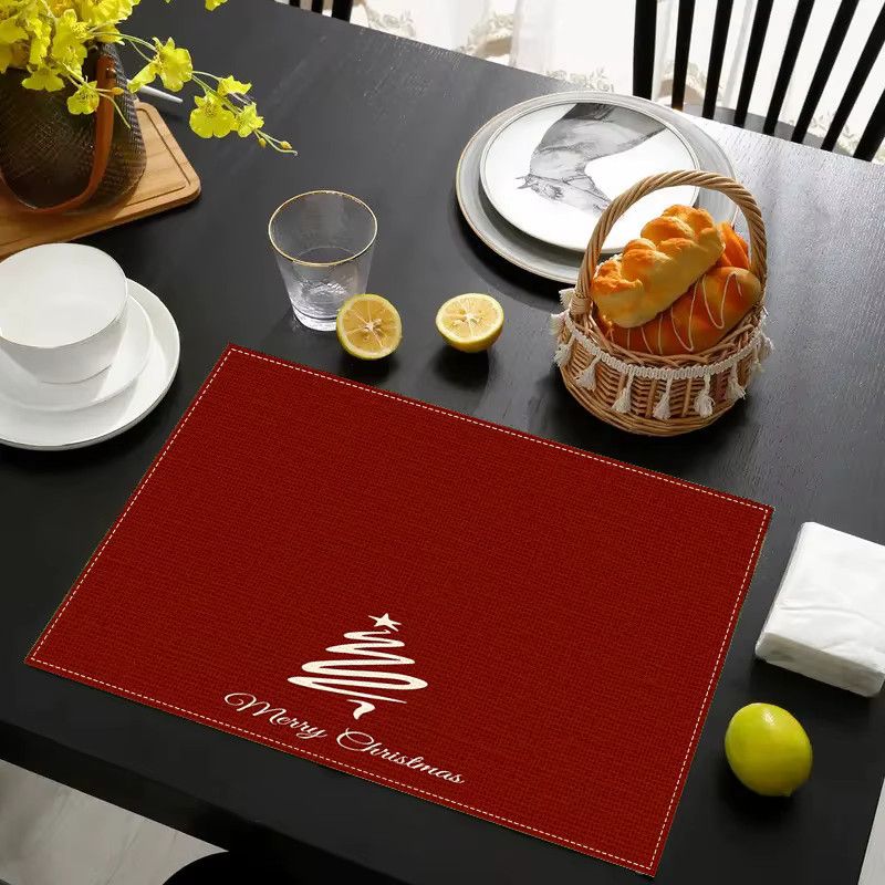 VIKAMA Tischset Weihnachtsbaum Motiv in Rot, wasserdicht und ölbeständig - Bild 2