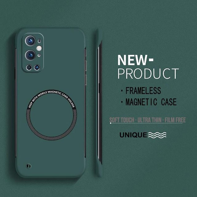 Ultradünne magnetische Rahmenlose Handyhülle aus Hart-PC für OnePlus 9R, 8, 9 Pro und 8T in Dunkelgrün Matt - Bild 1