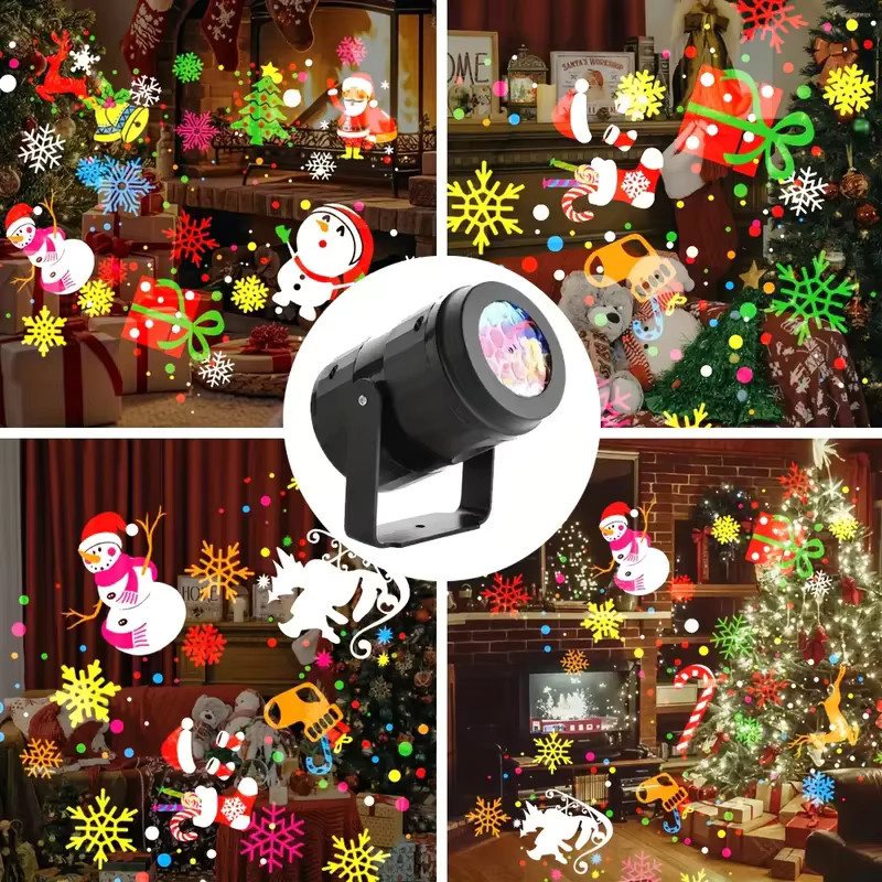 Leclstar USB Weihnachts-Schneeflocken-Projektor in Schwarz mit rotierendem Urlaubsmuster für die Innenraumdekoration - Bild 5