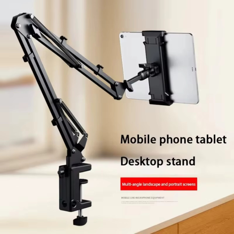 VIKEFON Tablet-Ständer für Bett, drehbarer Telefonhalter für 4-12,9 Zoll iPad Pro, Samsung Tab und Xiaomi Pad, verstellbarer Halter mit langem Arm, Schwarz - Bild 3