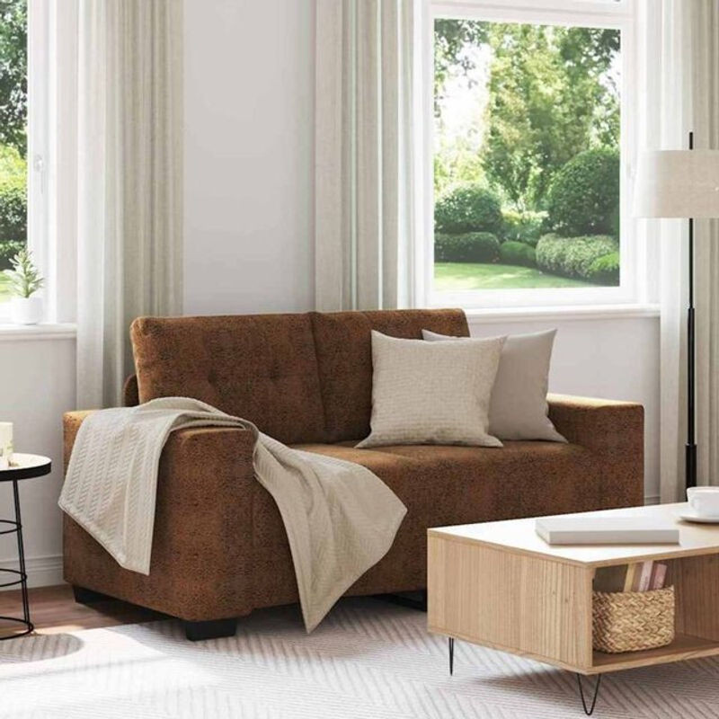 Modernes 2-Sitzer-Sofa von vidaxl in Braun aus Kunstleder mit Kissen im minimalistischen Design - Bild 1