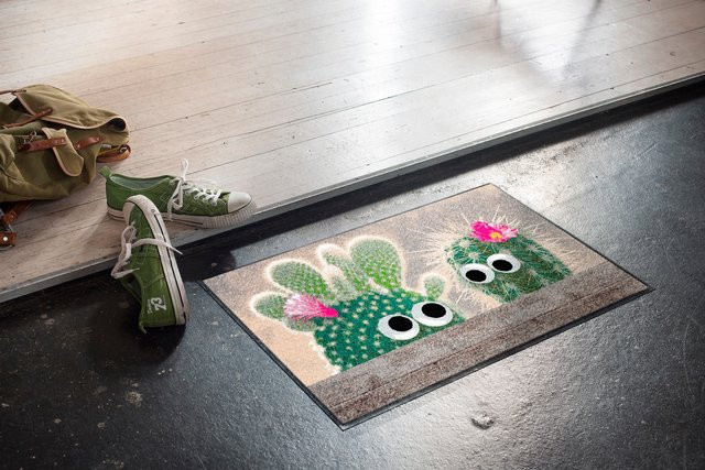 Salonloewe Fußmatte Kaktus in Green Multicolour, rutschhemmend, rechteckig - Bild 1