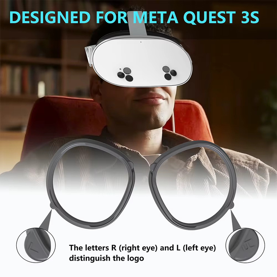Magnetischer Linsenschutzrahmen für Meta Quest 3S in Schwarz zur Vermeidung von Kratzern an den VR-Linsen - Bild 3