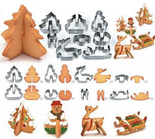 Sweet Lovely 3D-Weihnachtsszenario-Ausstechformen aus Edelstahl in Grau für Plätzchen und Fondant - Bild 1