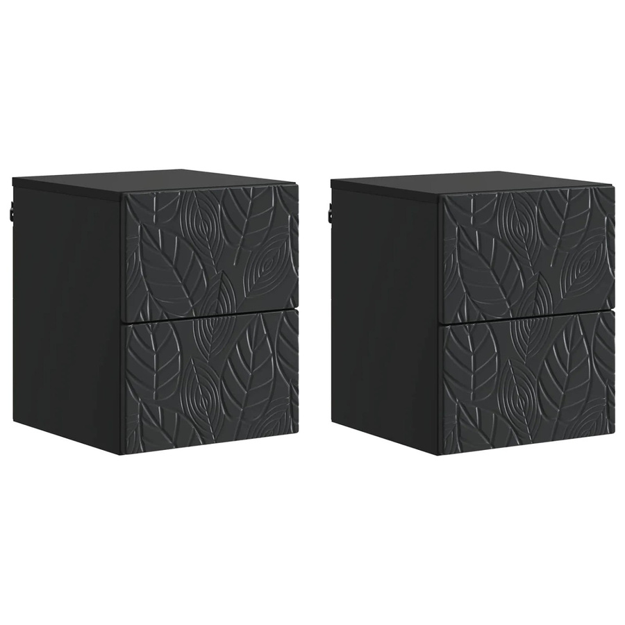 vidaXL Wandmontierter Nachttisch 2er Set Schwarz Modern B/T/H: 34,5 x 33 x 40 cm - Bild 2