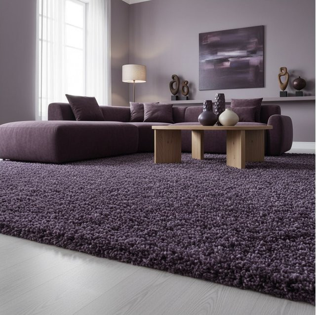 Kadima Design Hochflor Teppich SPREE in Violett, einfarbig, B/T: 100 x 200 cm - Bild 1