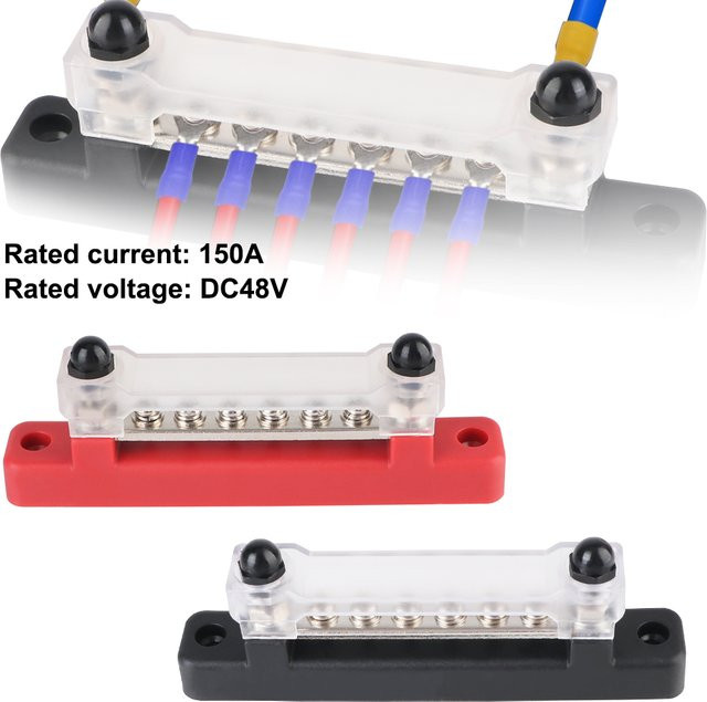 6-Wege Splitter Boot Verteilerblock 150A 48V Sammelschiene für LKW und Auto in Rot - Bild 1