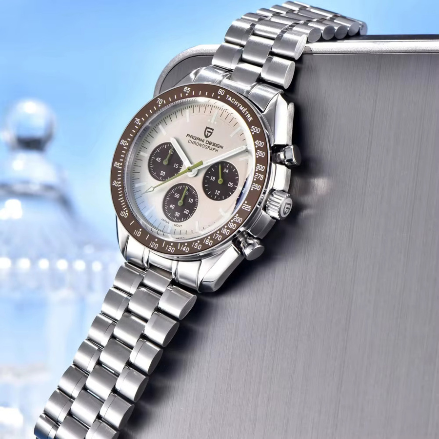 PAGANI DESIGN Chronograph, Edelstahl, Quarz, Saphirglas, Herren, Schwarz - Bild 4