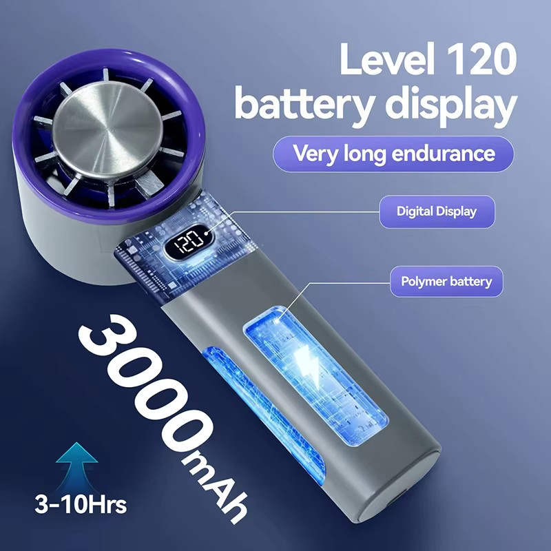 Lenovo Mini Handventilator mit LED Digital-Display und Eiskompression, Gold, 3000mAh, USB wiederaufladbar - Bild 2