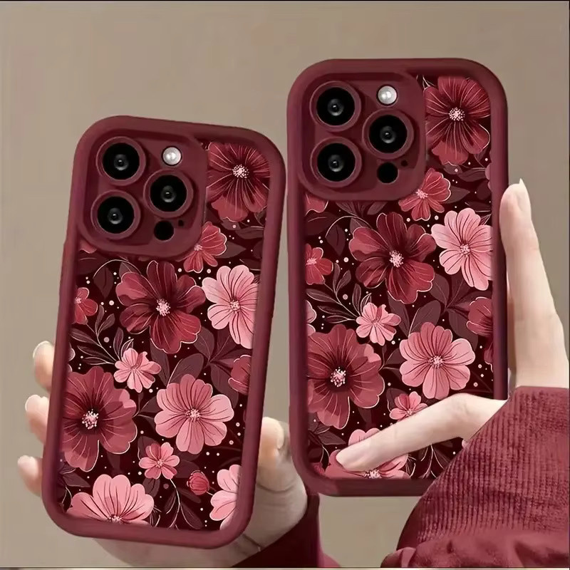 Elegante Handyhülle mit rotem Blumenmuster für Xiaomi Redmi Note 14 13 12S 12 11 10 9S 9 8 7 A5 Pro Plus 4G 5G aus weichem TPU - Bild 3