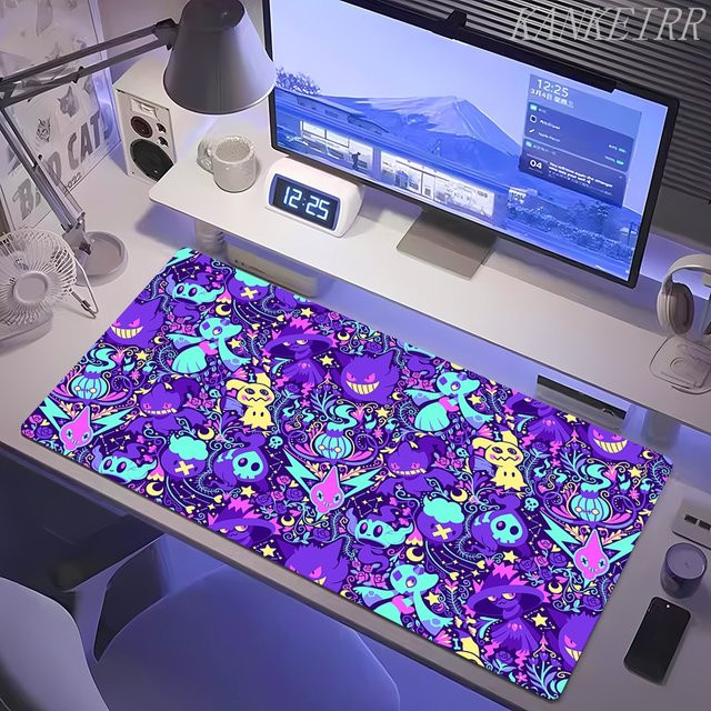 Potdemiel XXL Mauspad Gengar Pokemon Anime Design in Lila und Multicolour für Gamer und PC-Nutzer - Bild 1
