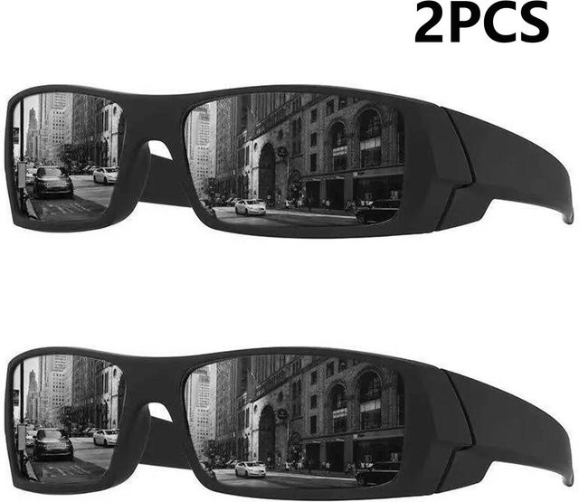Yiran Sportsonnenbrille Herren, Vollrand, rechteckig, Kunststoff, schwarz - Bild 1