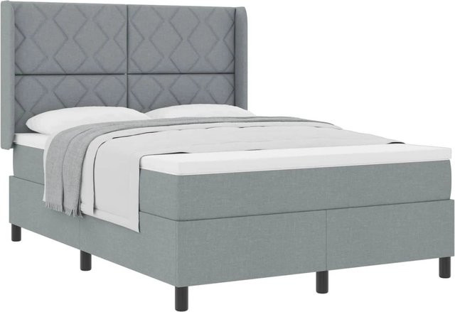 vidaXL Boxspringbett mit Matratze in Hellgrau, Breite: 160 cm, Tiefe: 200 cm, Höhe: 118 cm - Bild 1