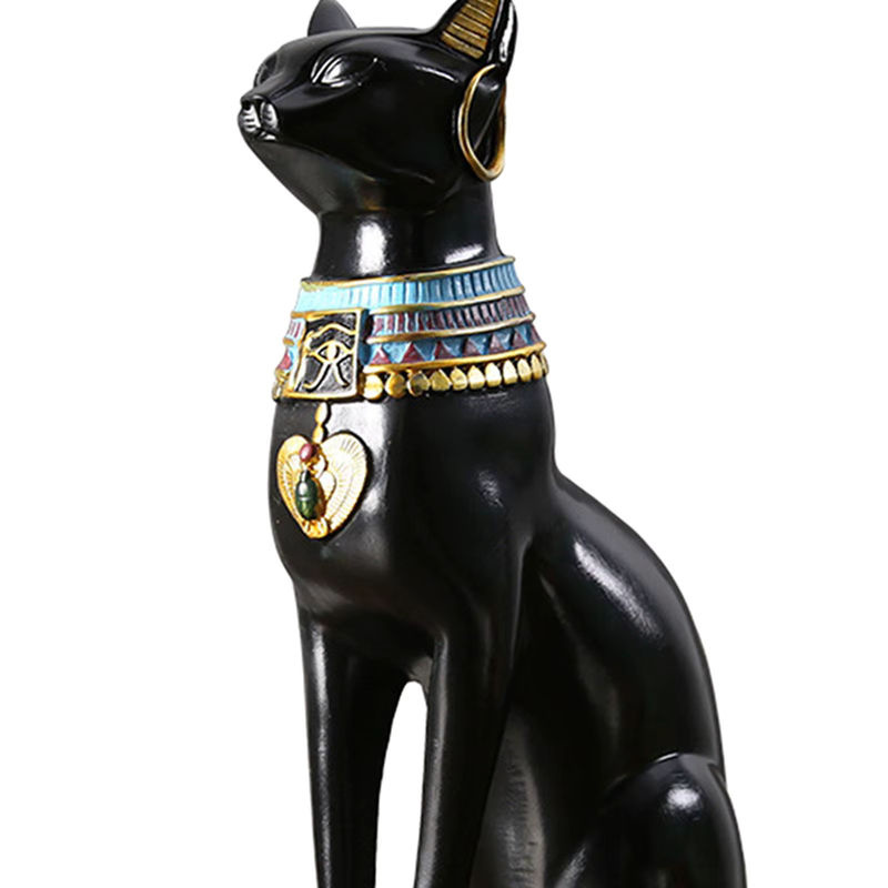 Homyl Bastet Statue Ägyptische Katze Göttin als schwarzes Ornament aus Kunstharz, Höhe: 23,5 cm, Breite: 23,5 cm, Tiefe: 9 cm - Bild 5