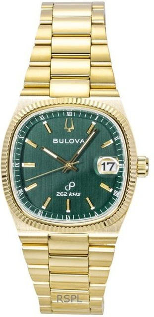 Bulova Armbanduhr, Edelstahl, Gold, Grünes Zifferblatt, Quarz, Herren - Bild 1