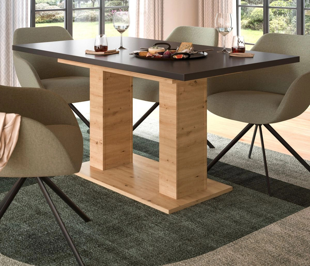 Inn.Furn Esstisch ausziehbar in Grau und Eiche, B/T/H: 150 x 90 x 76 cm, erweiterbar auf 190 cm - Bild 2