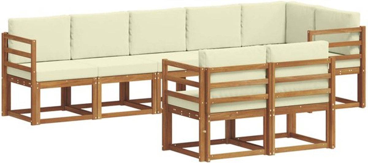 vidaXL Outdoor-Sofagarnitur aus Akazie mit 8-teiligem Set und Kissen in Natur und Beige - Bild 1