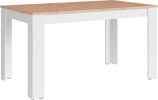 byLIVING Esstisch NORI modern, rechteckig, weiß/Eiche-Optik, B/T/H: 120 x 80 x 75 cm - Bild 1