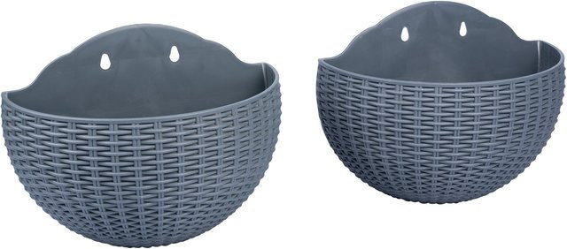 Genialo Hänsetöpfe in Rattanoptik, 2er-Set, Grau - Bild 1