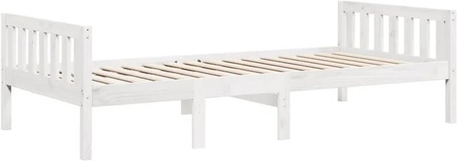 vidaXL Kinderbett aus massivem Kiefernholz in Weiß, B/T/H: 80 x 200 x 85,5 cm - Bild 1