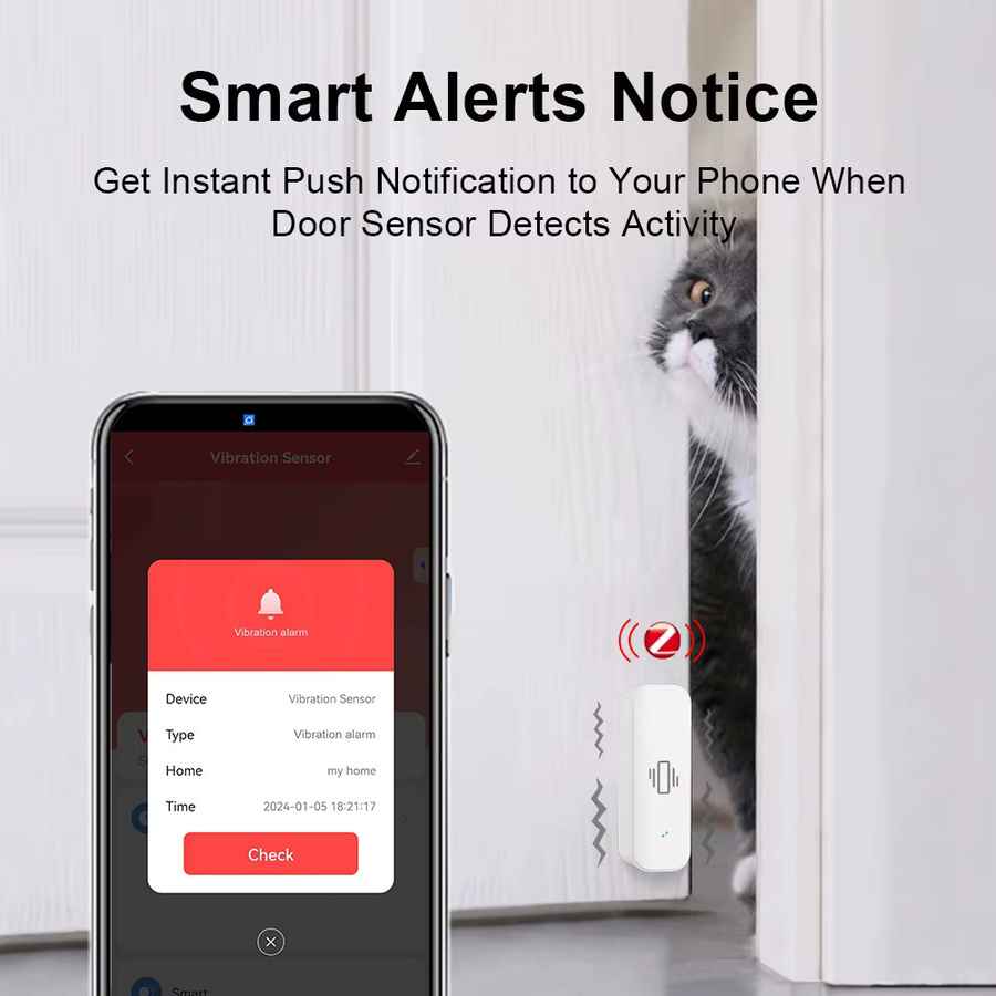 ONENUO Zigbee Smart Vibration Sensor in Weiß zur Erschütterungserkennung mit Tuya Smart Life App Benachrichtigung und Echtzeit-Alarm - Bild 4