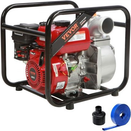 VEVOR Benzin-Wasserpumpe für Schmutzwasser, 4-Takt Motor mit 5,2 kW (7 HP), 7,6 cm Einlass/Auslass, Fördermenge 1003,5 l/min, EPA-zertifiziert, inklusive 7,6 m Schlauch für Bewässerung und Pools - Bild 1