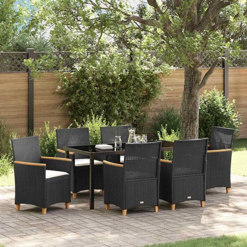 vidaXL Gartenmöbel-Set aus Polyrattan in Schwarz und Braun mit 7 Teilen - Bild 1