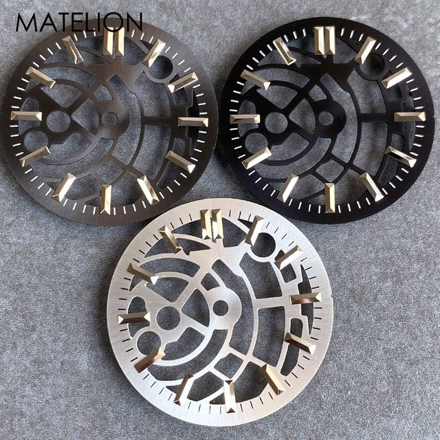 Skelett-Uhrenzifferblatt, Silber, Schwarz, 29 mm, Unisex - Bild 1