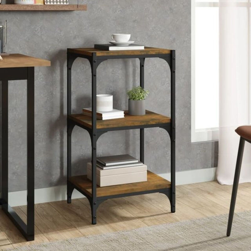 Vidaxl Bücherregal Industrial in Braun und Grau aus Holzwerkstoff und Stahl, B/T/H: 40 x 33 x 70,5 cm - Bild 1