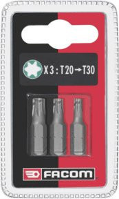 Facom Bit Serie 1 TX 12 Schraubendreher-Bit Set, 3-teilig, Silber - Bild 1