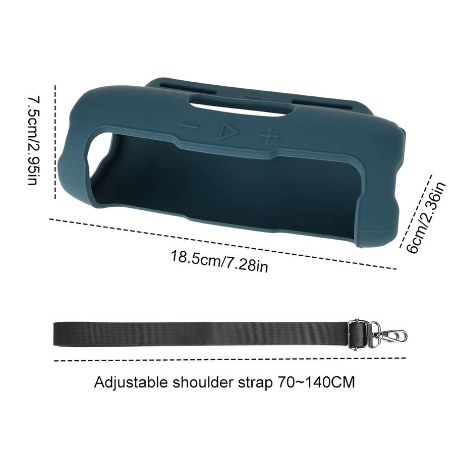 APWIKOGER Silikonhülle für JBL Flip 7 Bluetooth-Lautsprecher in Blau mit Schultergurt - Bild 5