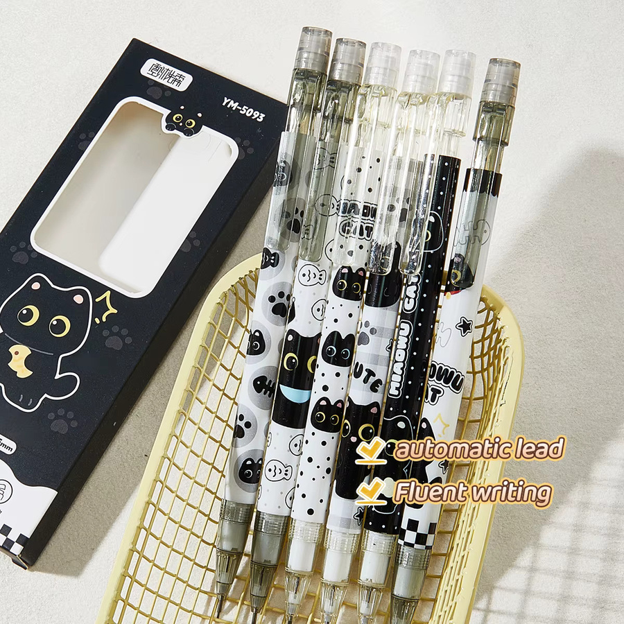 6er-Set Druckbleistifte mit Katzendesign, 0,5 mm, HB Graphit, mehrfarbig - Bild 5