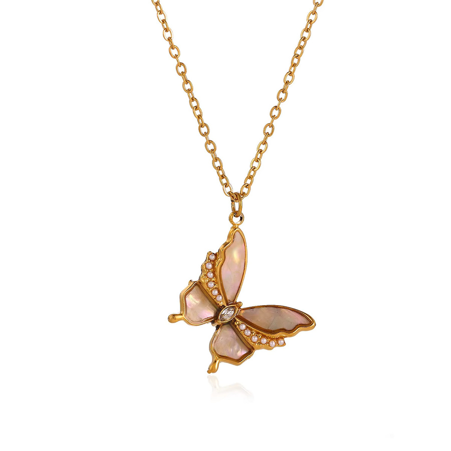 ETCAVCE Halskette Schmetterling, Edelstahl, Gold, Zirkonia, Damen - Bild 2