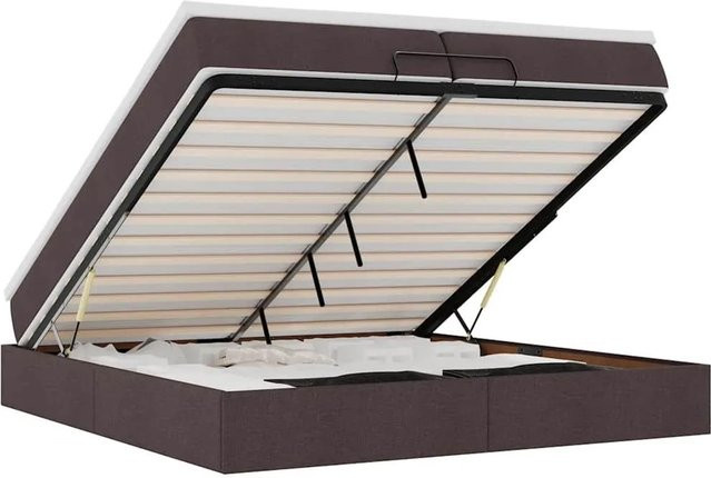 vidaXL Ottoman-Bett mit Matratzen in Dunkelbraun und Weiß, B/T/H: 200 x 200 x 23,5 cm - Bild 1