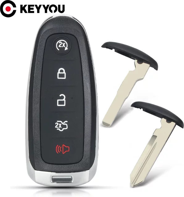KEYYOU Fernbedienung Auto Schlüssel Abdeckung für Ford Explorer Edge Escape Flex Taurus, 5 Tasten, Schwarz - Bild 1