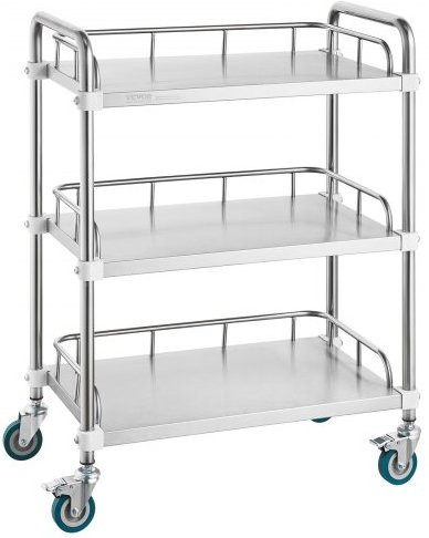 VEVOR Lab Rollwagen aus Edelstahl mit 3 Regalböden in Silber, B/T/H: 7,0 x 39,5 x 86,7 cm - Bild 1