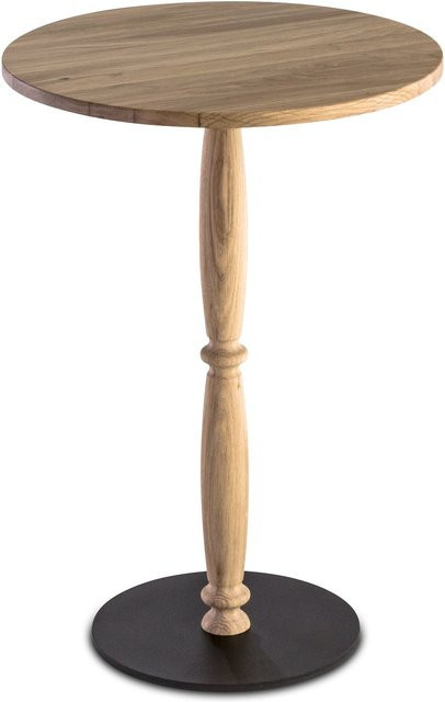 Beistelltisch HASSE aus Asteiche massiv in Braun, Durchmesser: 56 cm, Höhe: 45 cm - Bild 1