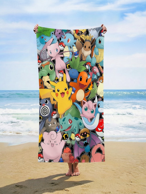 Potdemiel Pokémon All-Star Strandtuch aus Mikrofaser mit Pikachu und Freunden, Multicolour, B/H: 60 x 40 cm - Bild 1