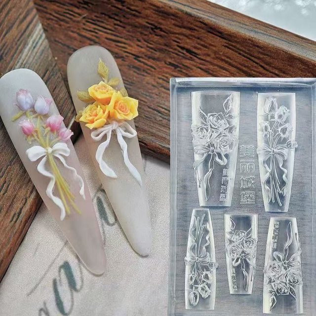 HNKMP Nagel-Silikonform Blumen-Rosen, 3D-Nageldekoration, Unisex - Bild 1