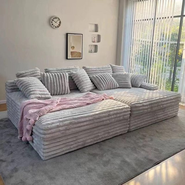 DUTRIEUX 2-Sitzer Sofa Modern Nordic Design mit Polsterung und Dekokissen in Petrol und Grau - Bild 1