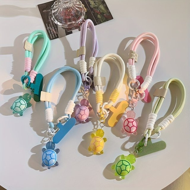 XYun Universal Geflochtene Handy Lanyard mit Cartoon Schildkröte und abnehmbarem Patch als Handgelenk Strap - Bild 1