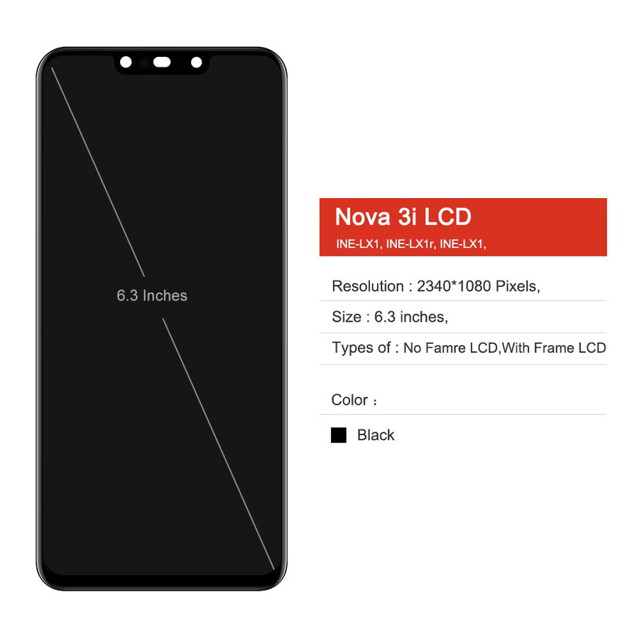 Huawei nova 3i LCD Display mit Rahmen und Touchscreen Digitizer 6,3 Zoll Ersatzteil für INE-LX1 LX2 AL00 - Bild 2