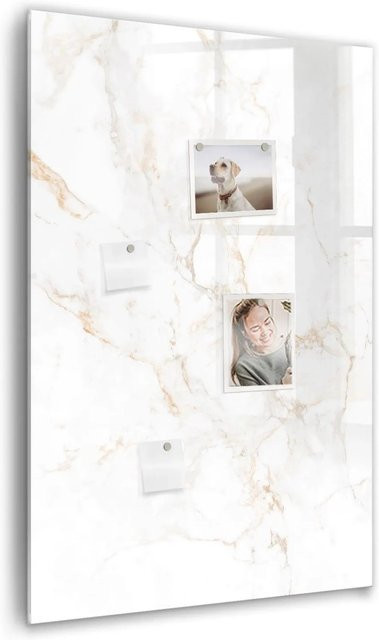 Tulup Glasmagnettafel in Weiß mit Marmor-Design, B/H: 60 x 90 cm - Bild 1