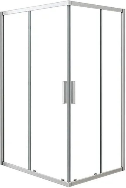 Duschparadies Duschkabine Eckeinstieg mit Schiebetür aus ESG Sicherheitsglas, Farbe Transparent/Grau, B/T/H: 100 x 80 x 185 cm, Glasstärke: 5 mm - Bild 1