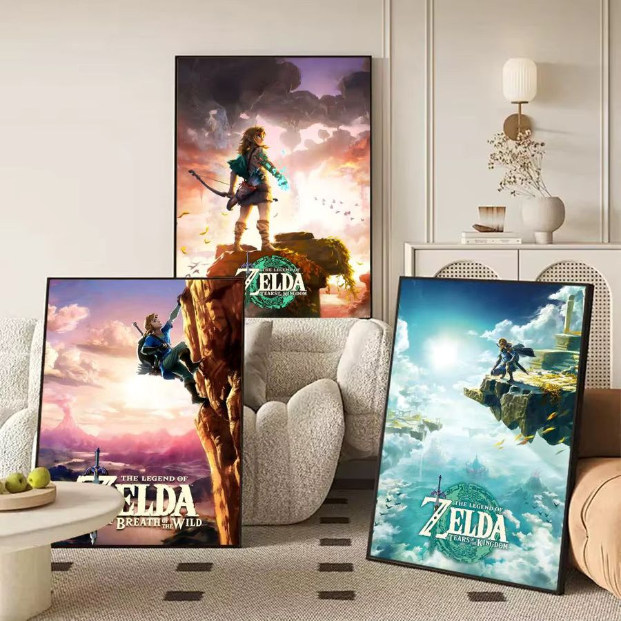 MINISO The Legend of Zelda Wandbild, selbstklebender Wandaufkleber in Schwarz, rechteckige Wanddekoration für Zuhause und Büro - Bild 2
