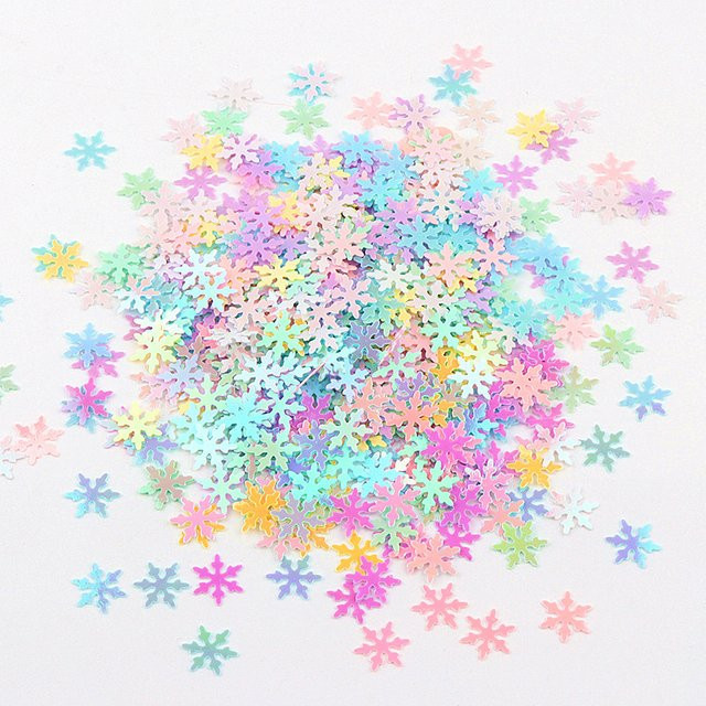Schneeflocken Pailletten in Blau, Gold und Multicolour für Bastelarbeiten und Nähen, 9 mm - Bild 1
