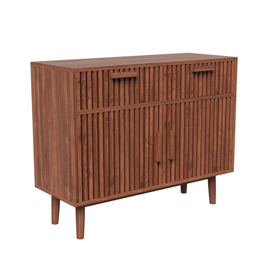 PXloue Sideboard mit Schubladen in Holzoptik, Farbe Braun, B/T/H: 100 x 35 x 80 cm - Bild 2